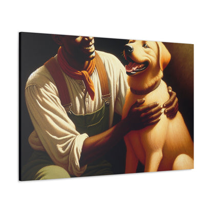 "Joyful Man and Dog Painting" - Canvas - Authentic4Us