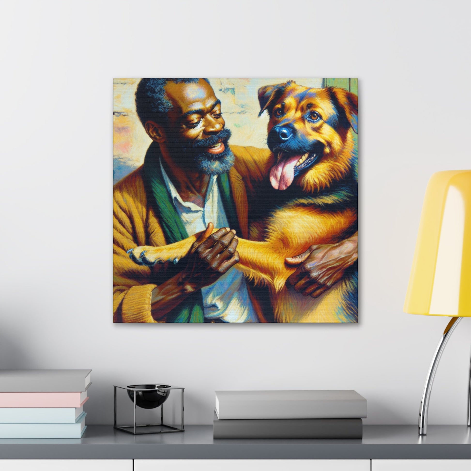 "Joyful Moments with Man & Dog" - Canvas - Authentic4Us