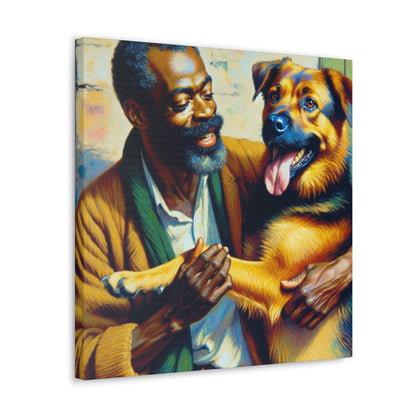 "Joyful Moments with Man & Dog" - Canvas - Authentic4Us