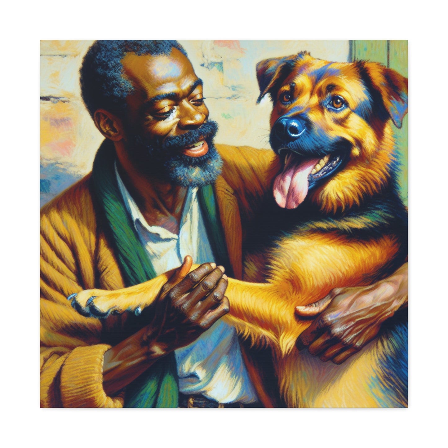 "Joyful Moments with Man & Dog" - Canvas - Authentic4Us