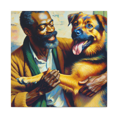 "Joyful Moments with Man & Dog" - Canvas - Authentic4Us