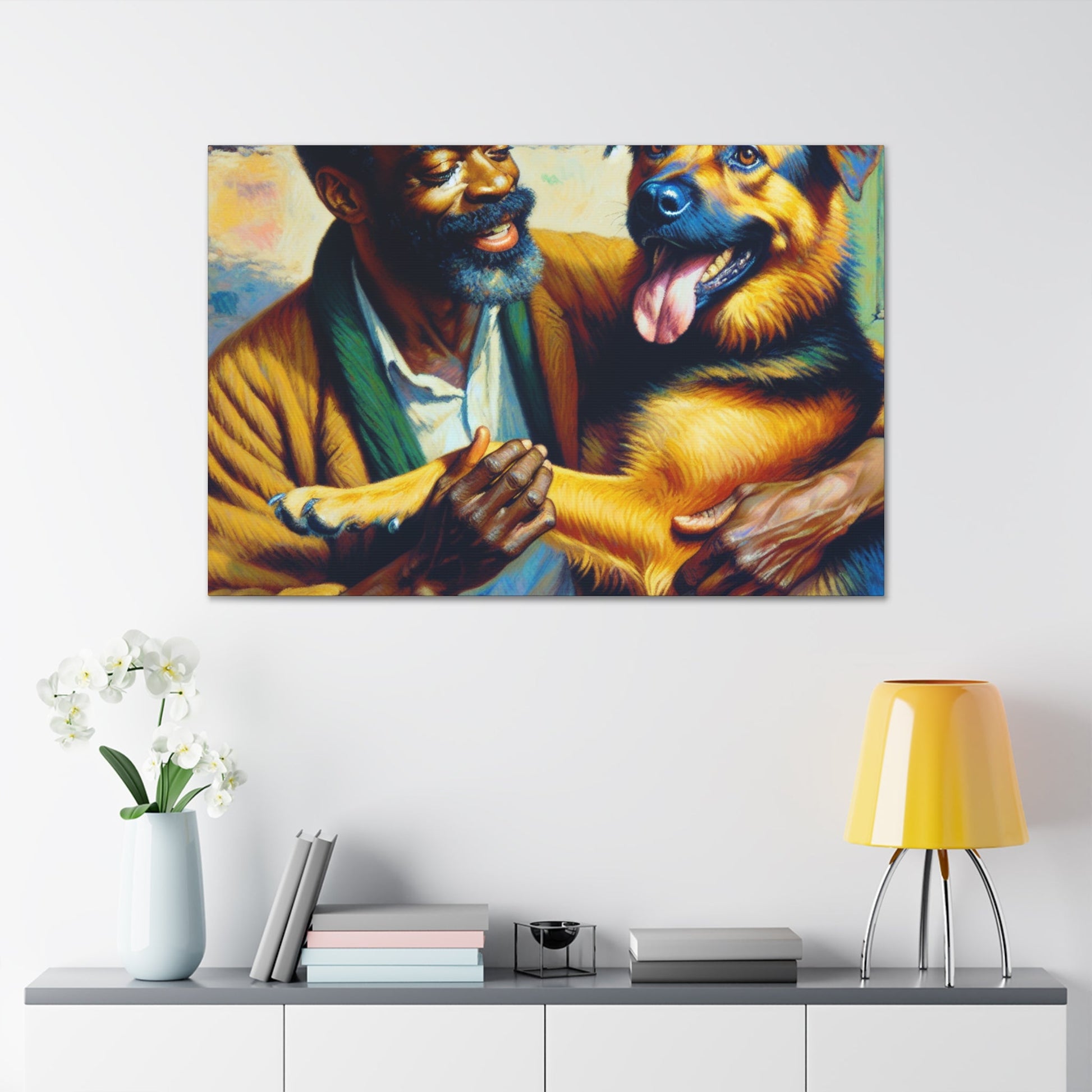 "Joyful Moments with Man & Dog" - Canvas - Authentic4Us