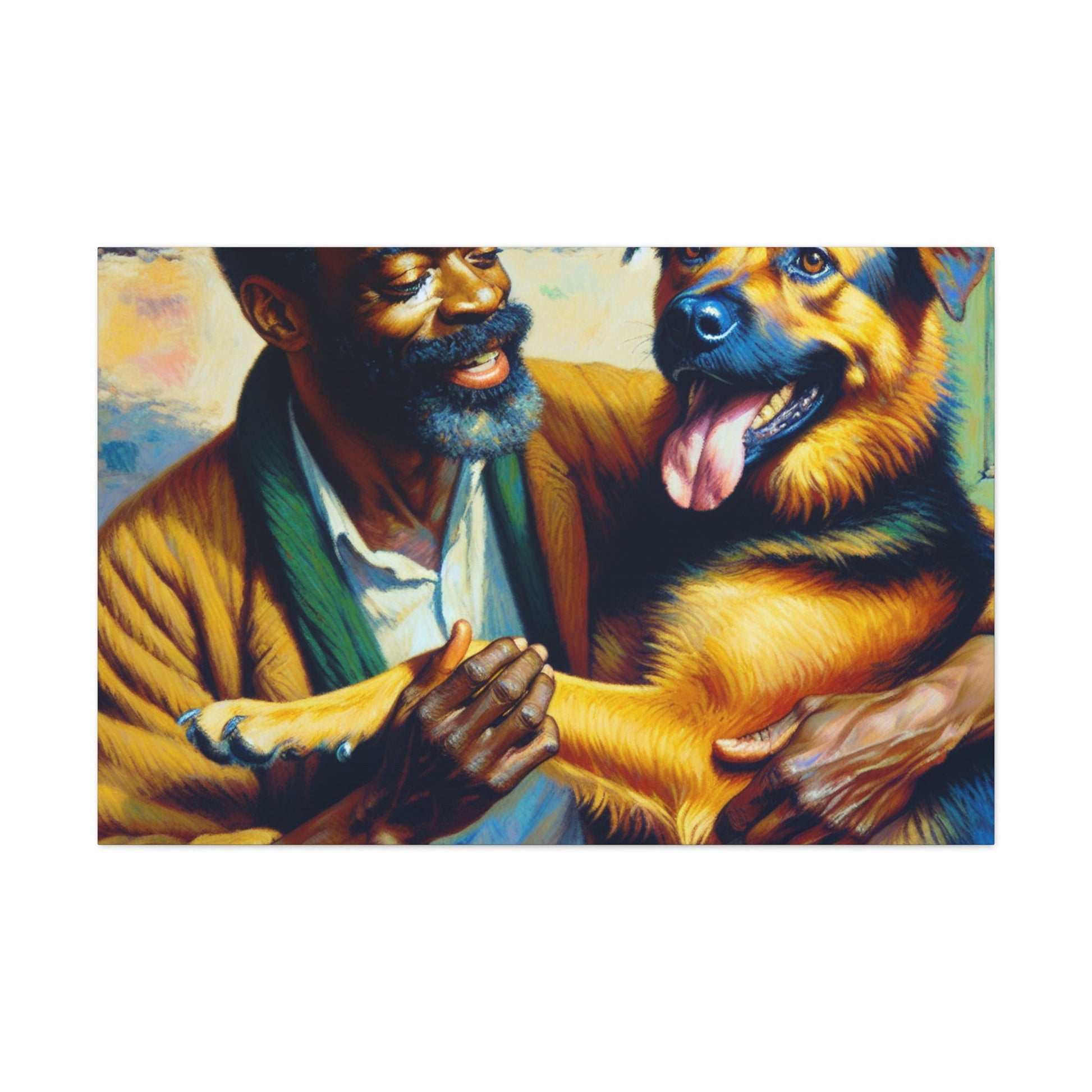 "Joyful Moments with Man & Dog" - Canvas - Authentic4Us