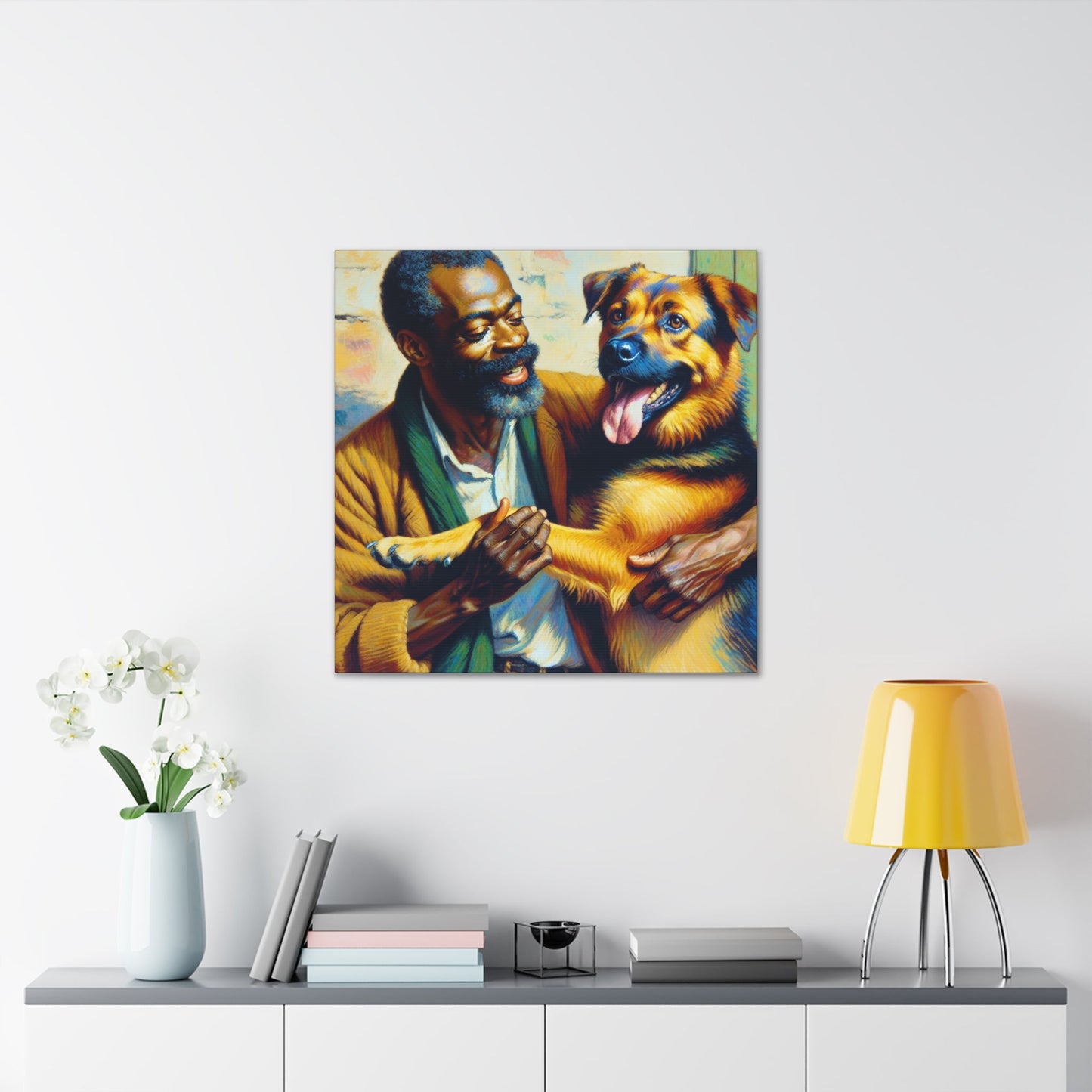 "Joyful Moments with Man & Dog" - Canvas - Authentic4Us