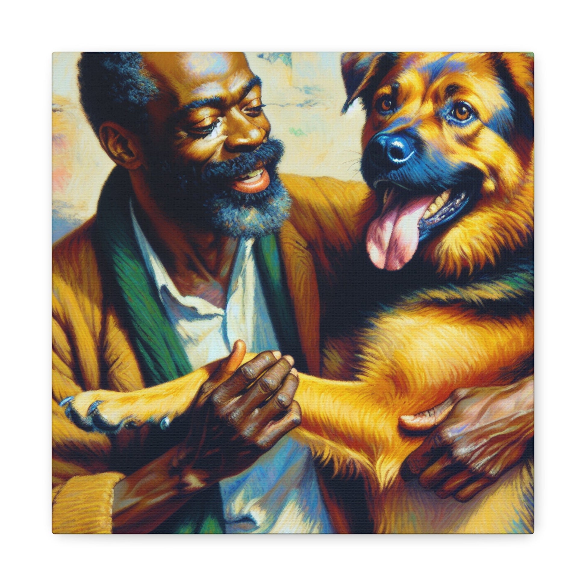 "Joyful Moments with Man & Dog" - Canvas - Authentic4Us