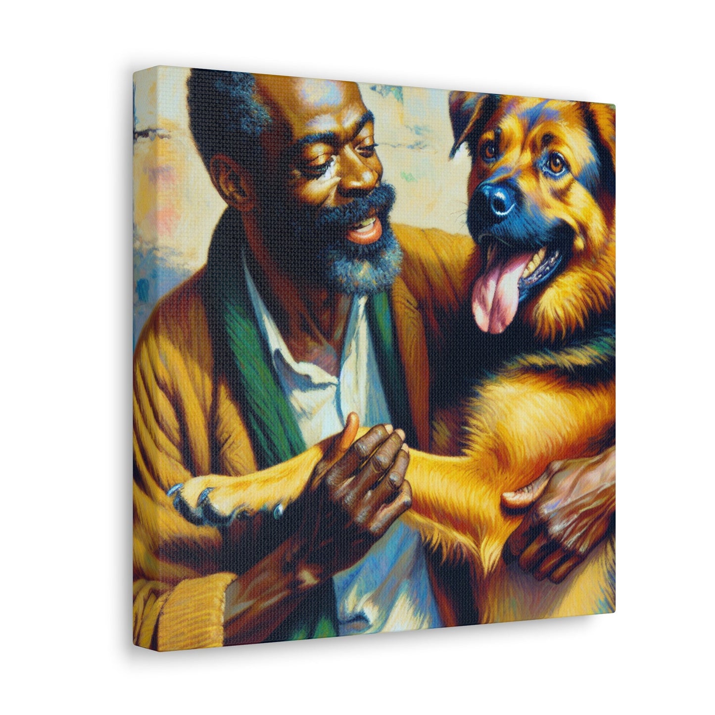 "Joyful Moments with Man & Dog" - Canvas - Authentic4Us