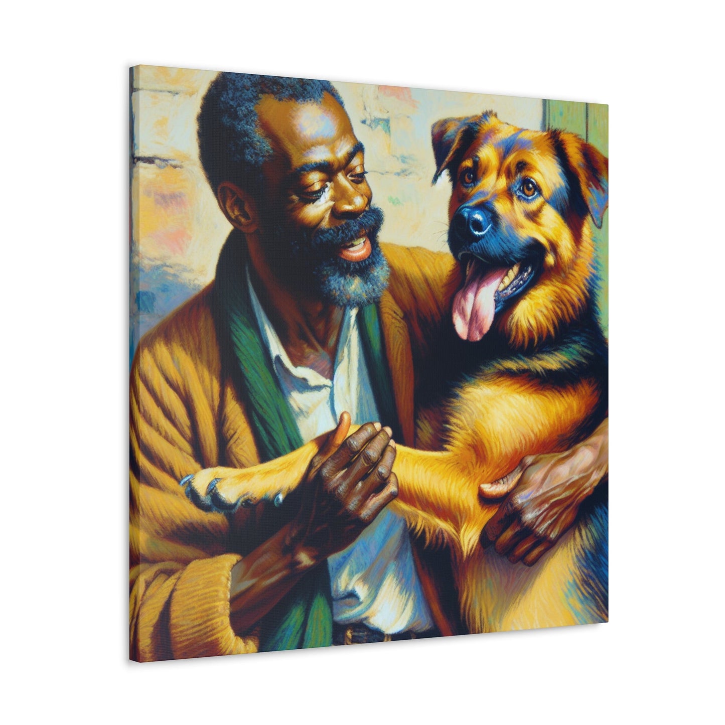 "Joyful Moments with Man & Dog" - Canvas - Authentic4Us