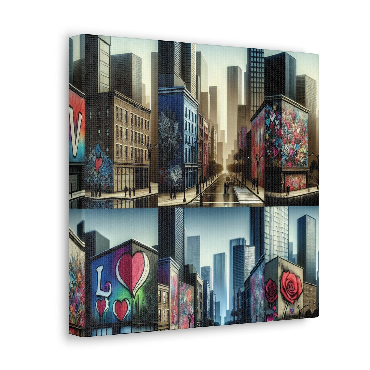 "Love-themed Murals in Urban Cityscape" - Canvas - Authentic4Us