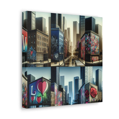 "Love-themed Murals in Urban Cityscape" - Canvas - Authentic4Us