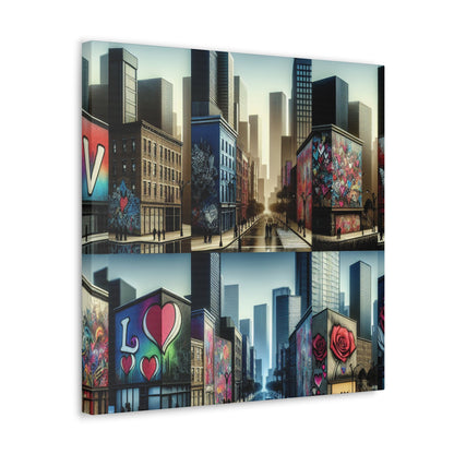 "Love-themed Murals in Urban Cityscape" - Canvas - Authentic4Us