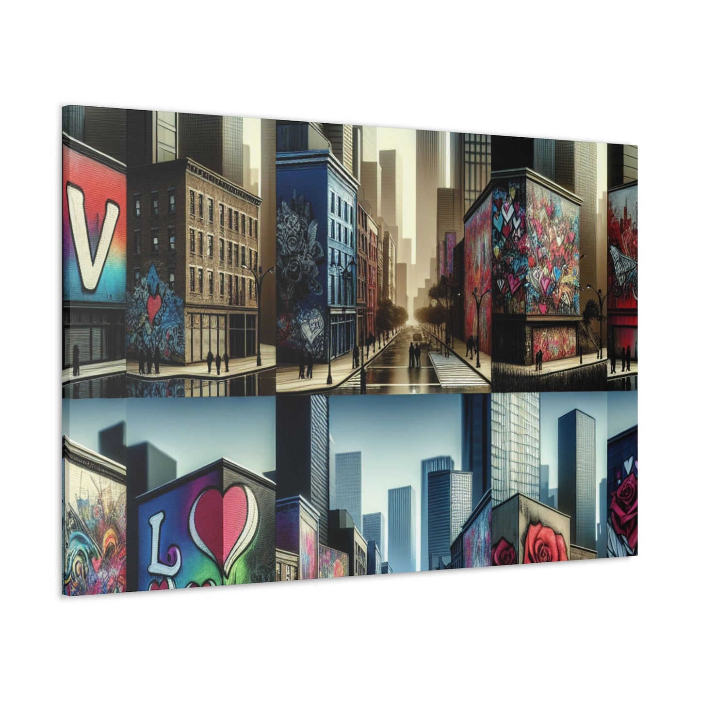 "Love-themed Murals in Urban Cityscape" - Canvas - Authentic4Us