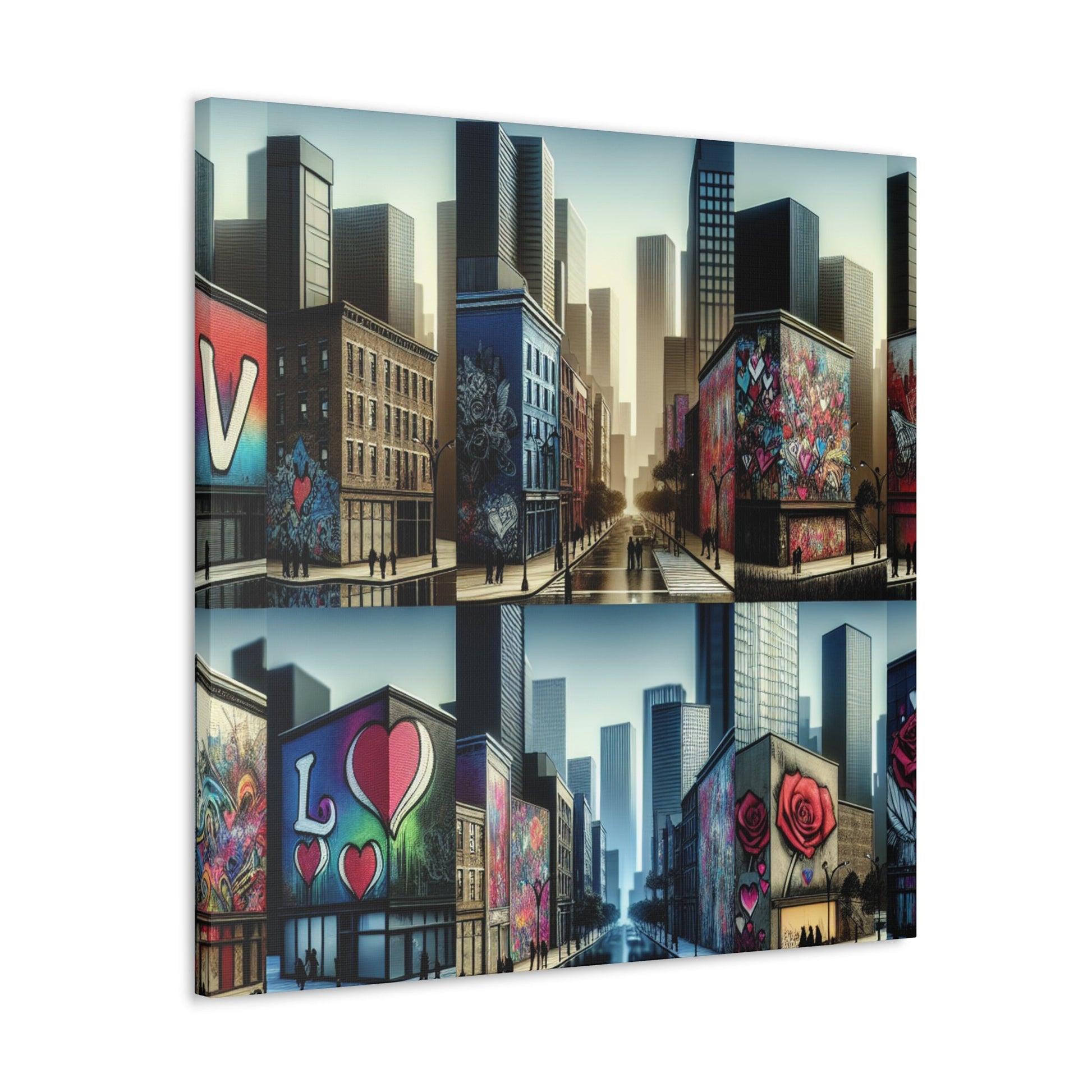 "Love-themed Murals in Urban Cityscape" - Canvas - Authentic4Us