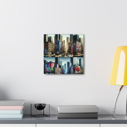 "Love-themed Murals in Urban Cityscape" - Canvas - Authentic4Us