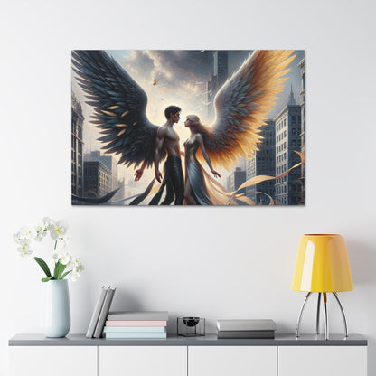 "Majestic Wings: A Dramatic Urban Connection" - Canvas - Authentic4Us