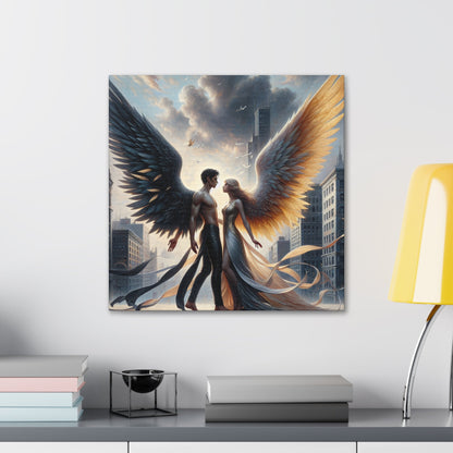 "Majestic Wings: A Dramatic Urban Connection" - Canvas - Authentic4Us