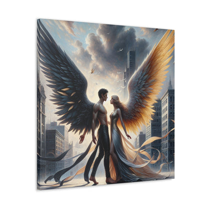 "Majestic Wings: A Dramatic Urban Connection" - Canvas - Authentic4Us