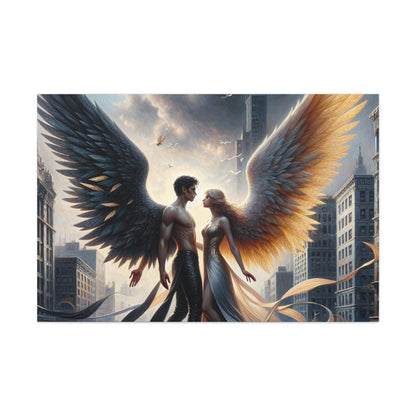 "Majestic Wings: A Dramatic Urban Connection" - Canvas - Authentic4Us