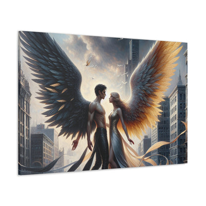 "Majestic Wings: A Dramatic Urban Connection" - Canvas - Authentic4Us