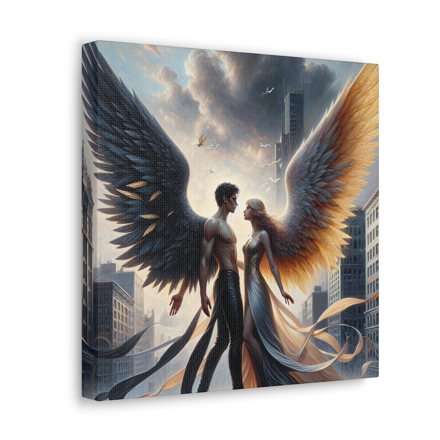 "Majestic Wings: A Dramatic Urban Connection" - Canvas - Authentic4Us