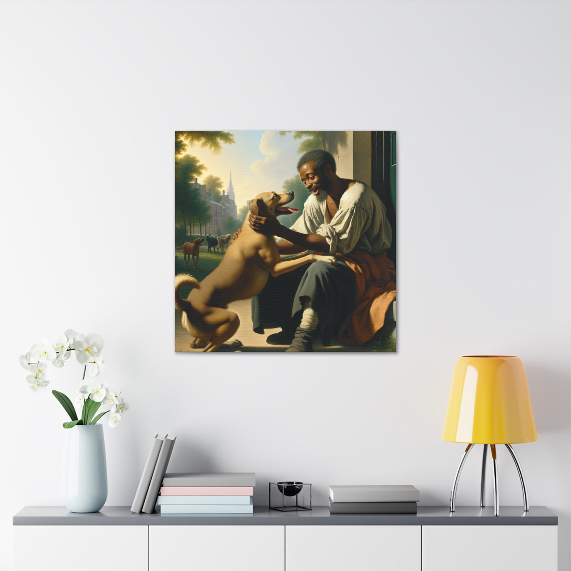 "Man and Dog: Bonded Affection" - Canvas - Authentic4Us