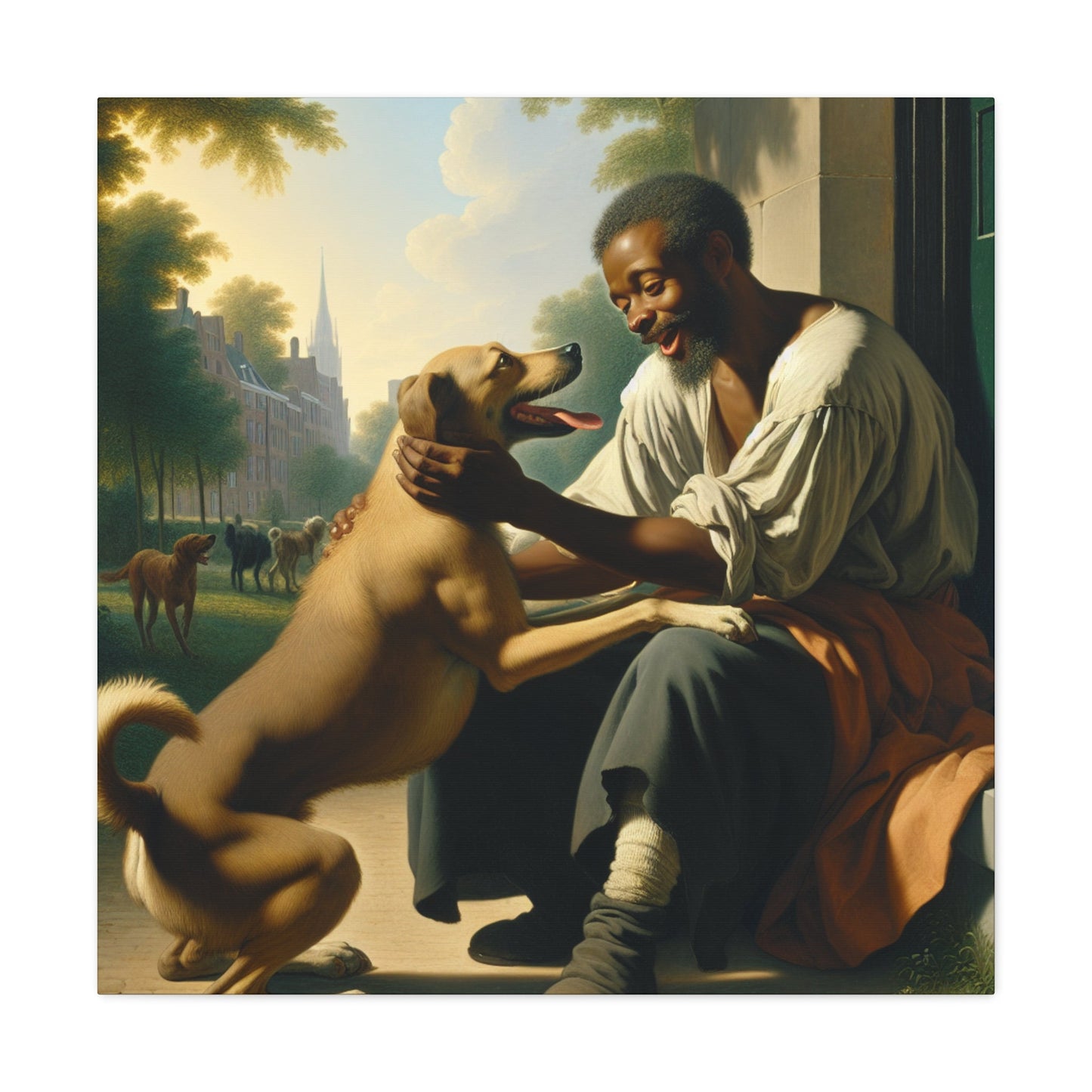 "Man and Dog: Bonded Affection" - Canvas - Authentic4Us