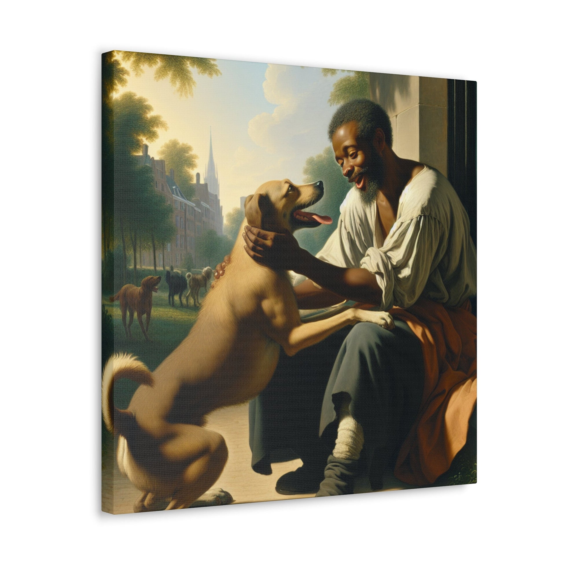 "Man and Dog: Bonded Affection" - Canvas - Authentic4Us