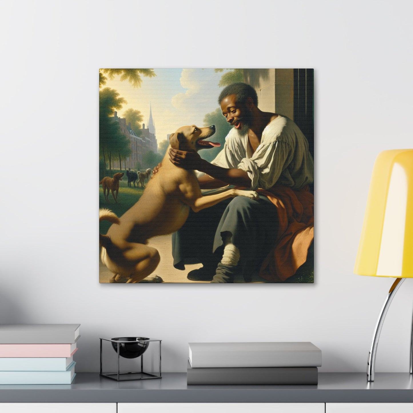 "Man and Dog: Bonded Affection" - Canvas - Authentic4Us