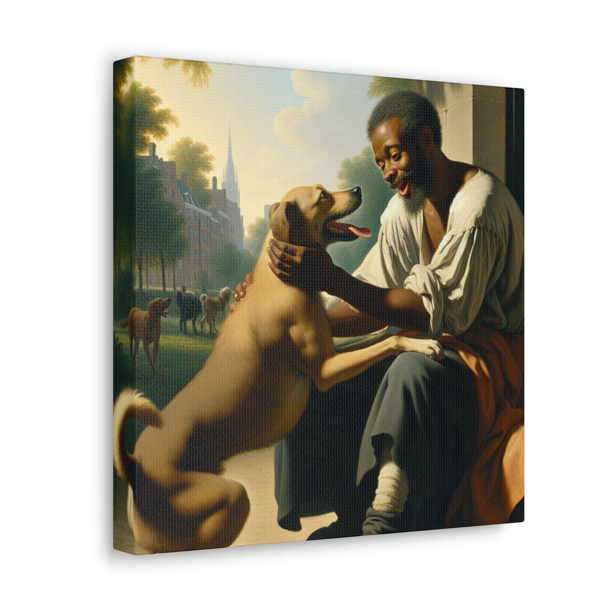 "Man and Dog: Bonded Affection" - Canvas - Authentic4Us