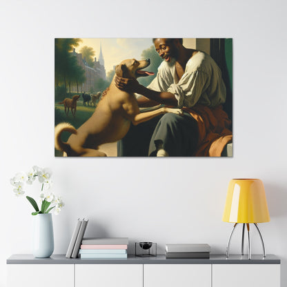 "Man and Dog: Bonded Affection" - Canvas - Authentic4Us