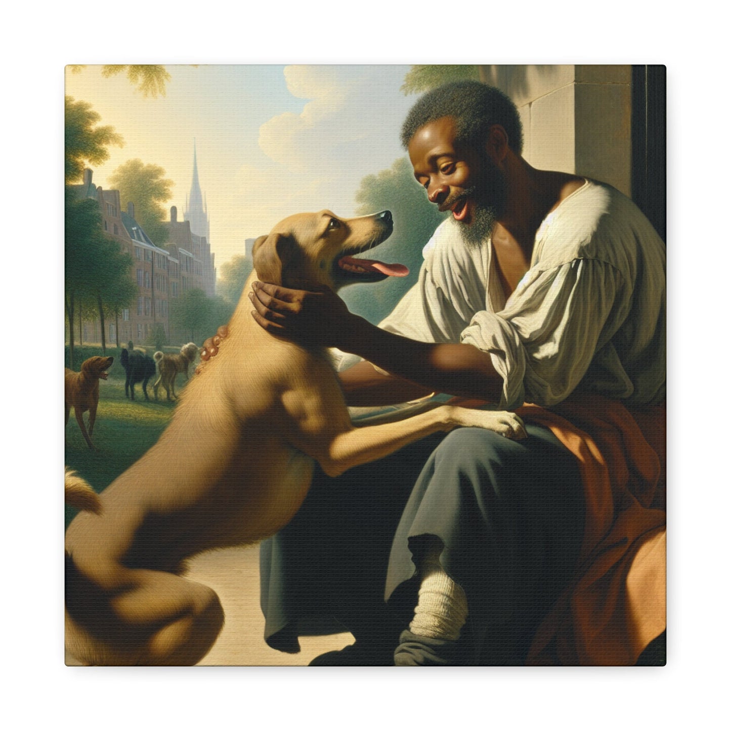 "Man and Dog: Bonded Affection" - Canvas - Authentic4Us