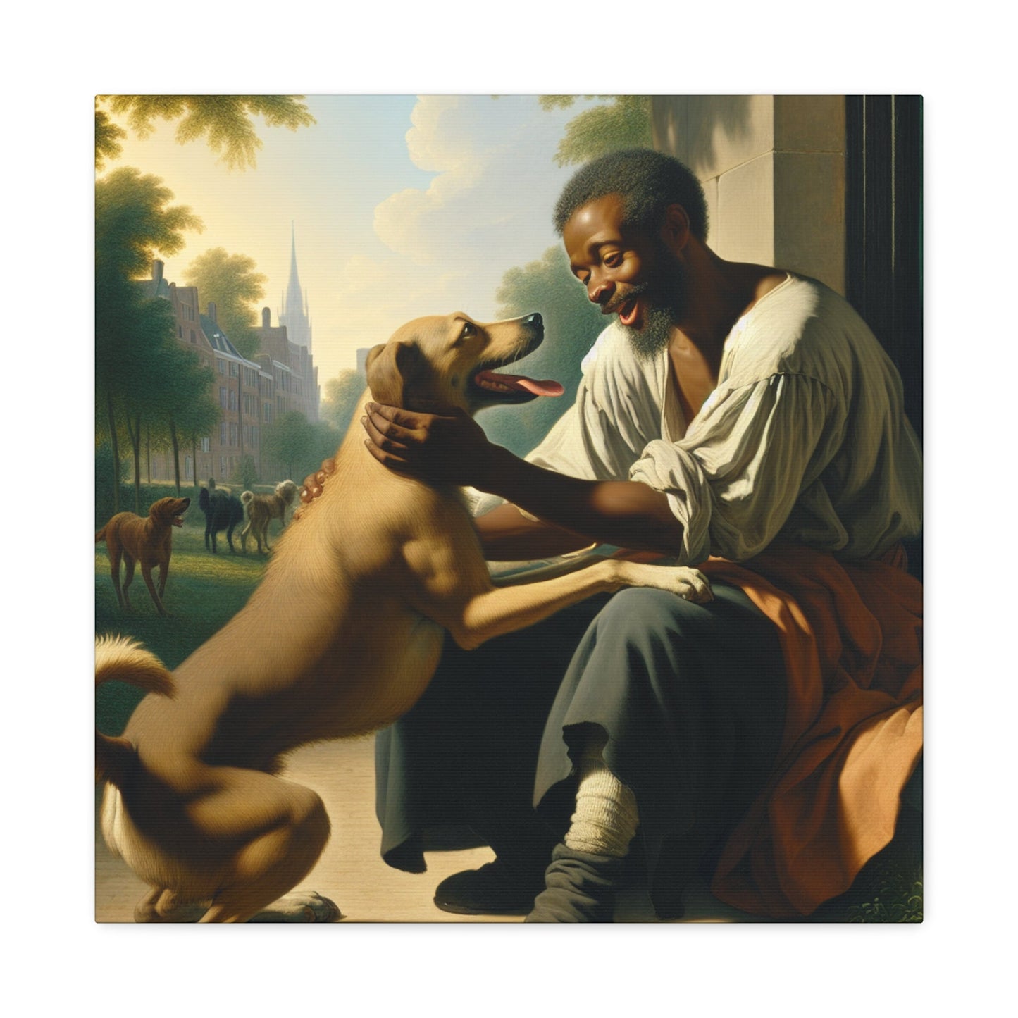 "Man and Dog: Bonded Affection" - Canvas - Authentic4Us