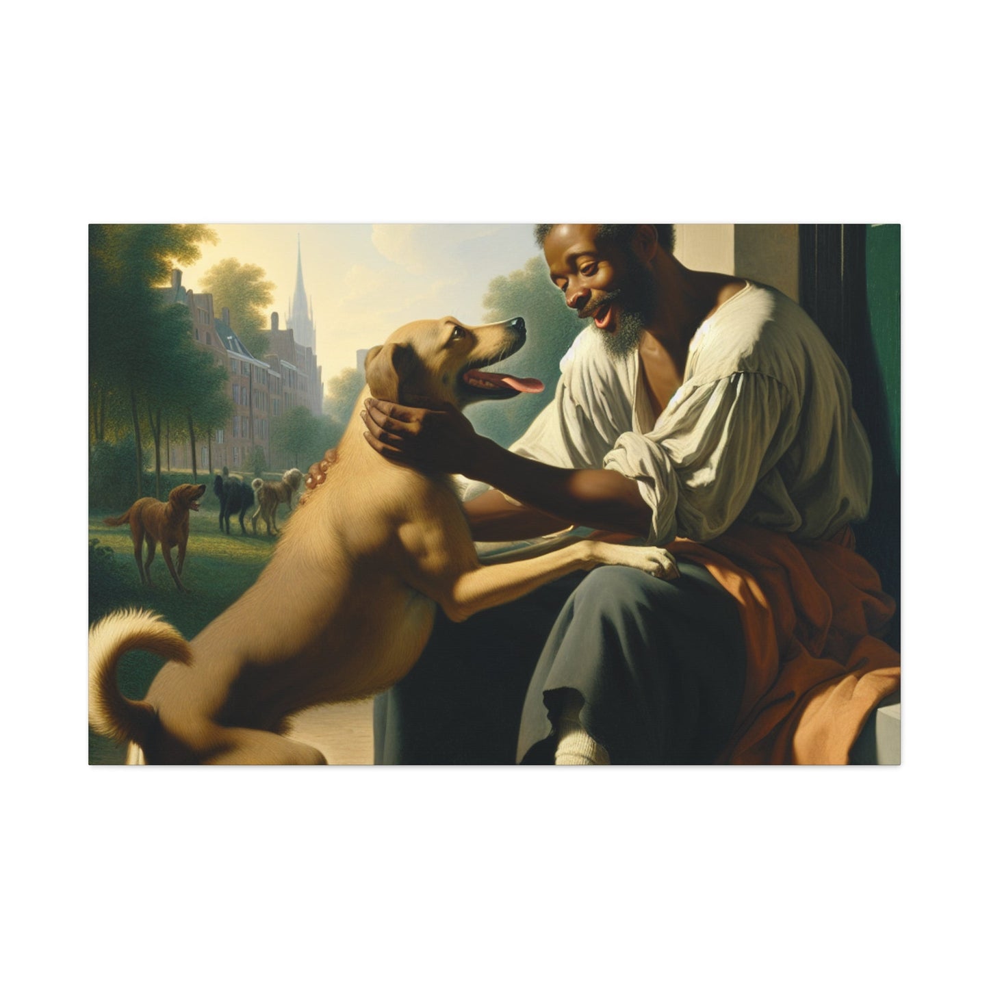 "Man and Dog: Bonded Affection" - Canvas - Authentic4Us