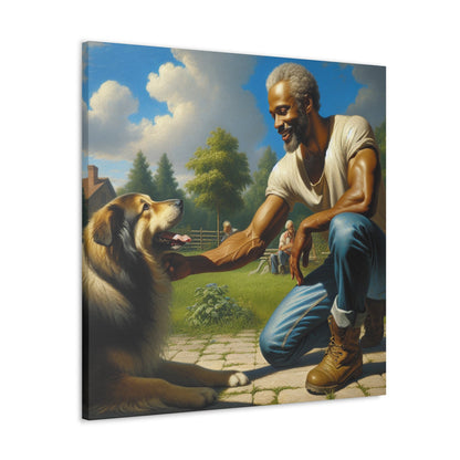 "Man and Dog: Joyful Playtime" - Canvas - Authentic4Us