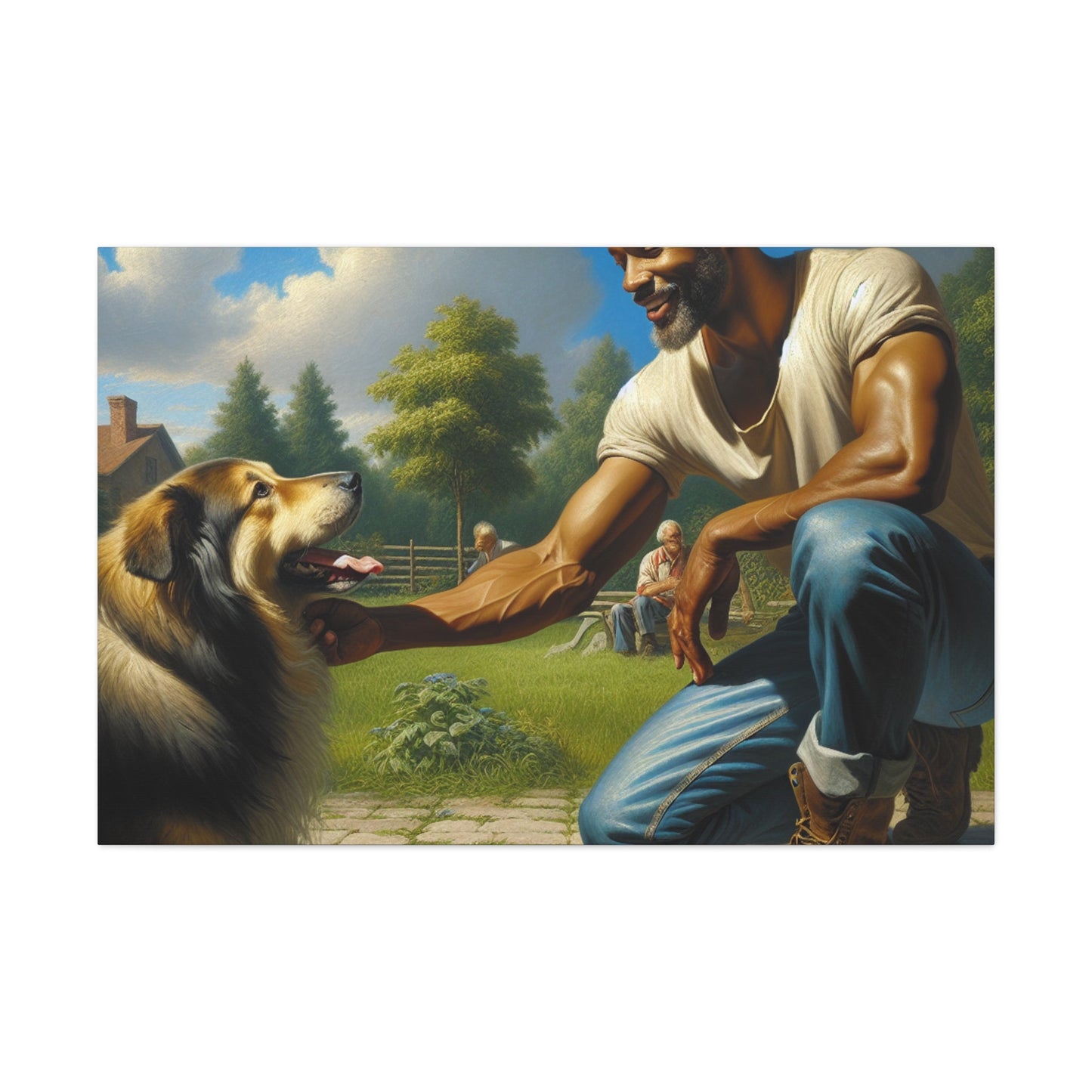 "Man and Dog: Joyful Playtime" - Canvas - Authentic4Us