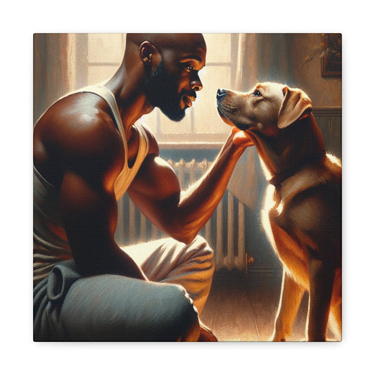 "Man and Dog: Serene Bond" - Canvas - Authentic4Us