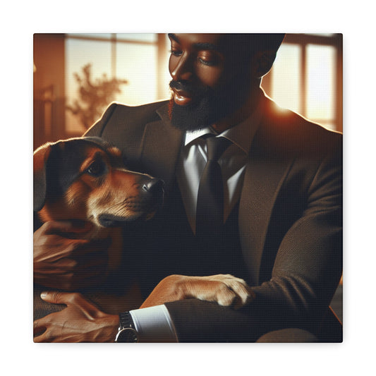 "Man and Dog: Serene Bond" - Canvas - Authentic4Us