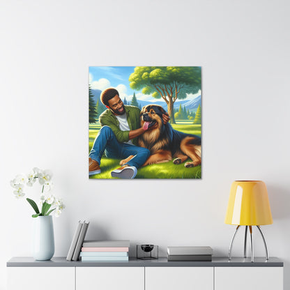 "Man and Dog: True Companions" - Canvas - Authentic4Us