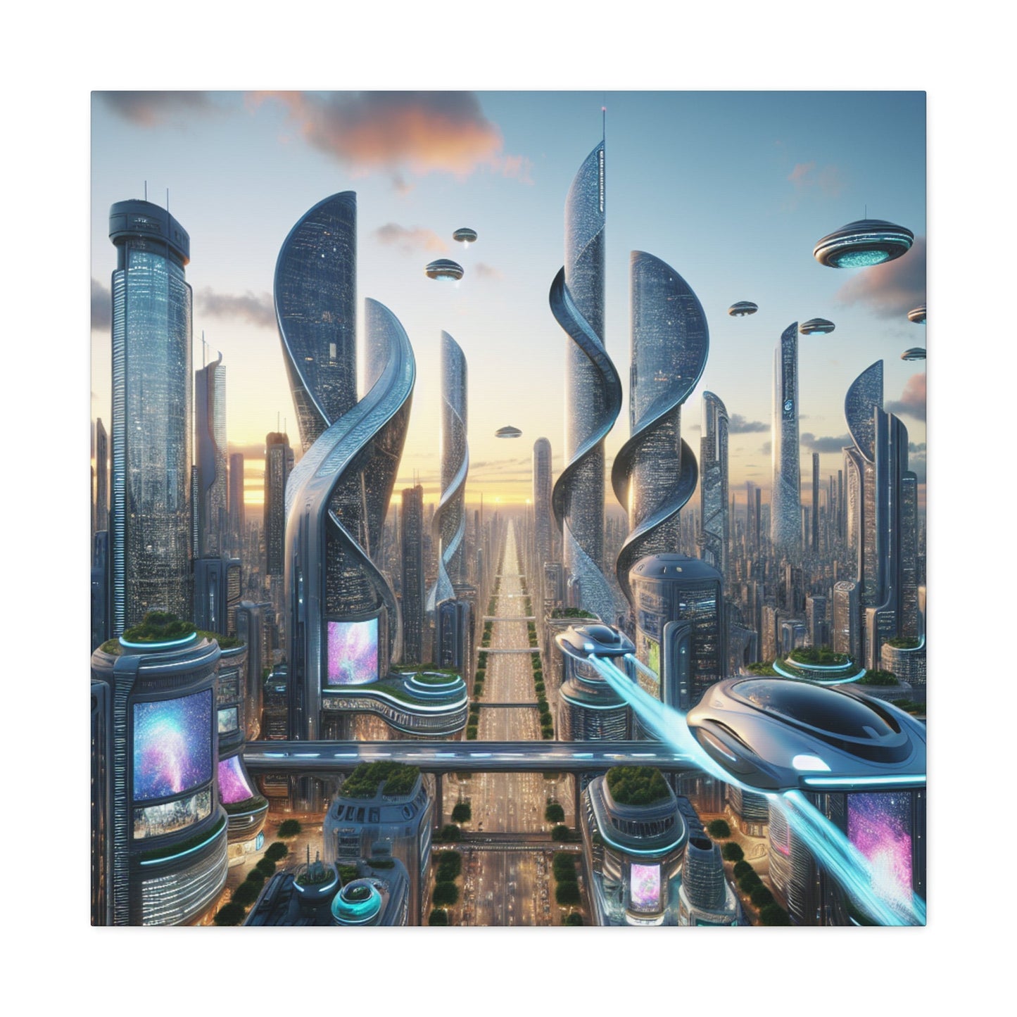 "Metropolis in Brilliant Futurism" - Canvas - Authentic4Us