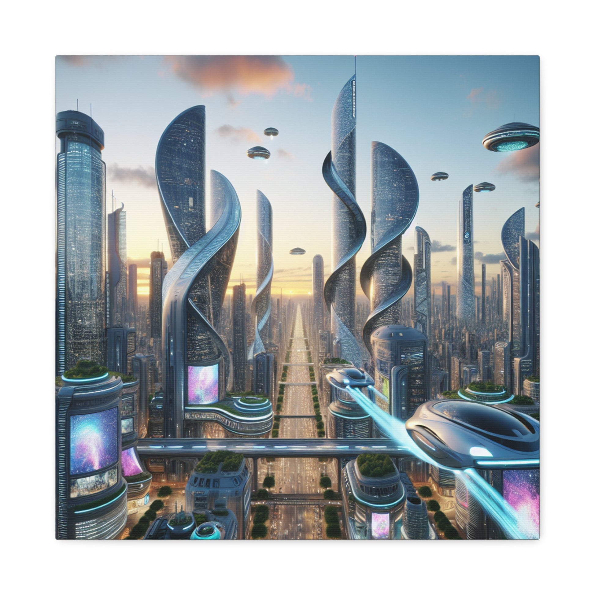 "Metropolis in Brilliant Futurism" - Canvas - Authentic4Us