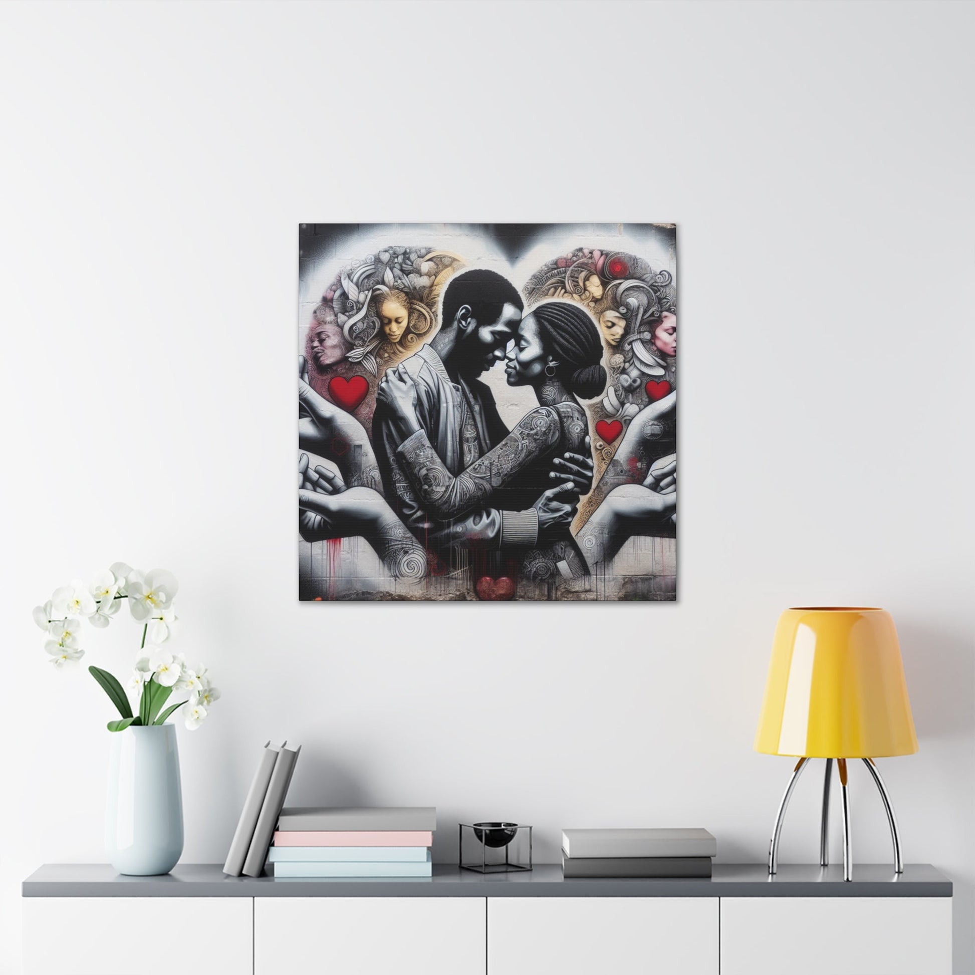 "Monochromatic Embrace: Love Unveiled" - Canvas - Authentic4Us