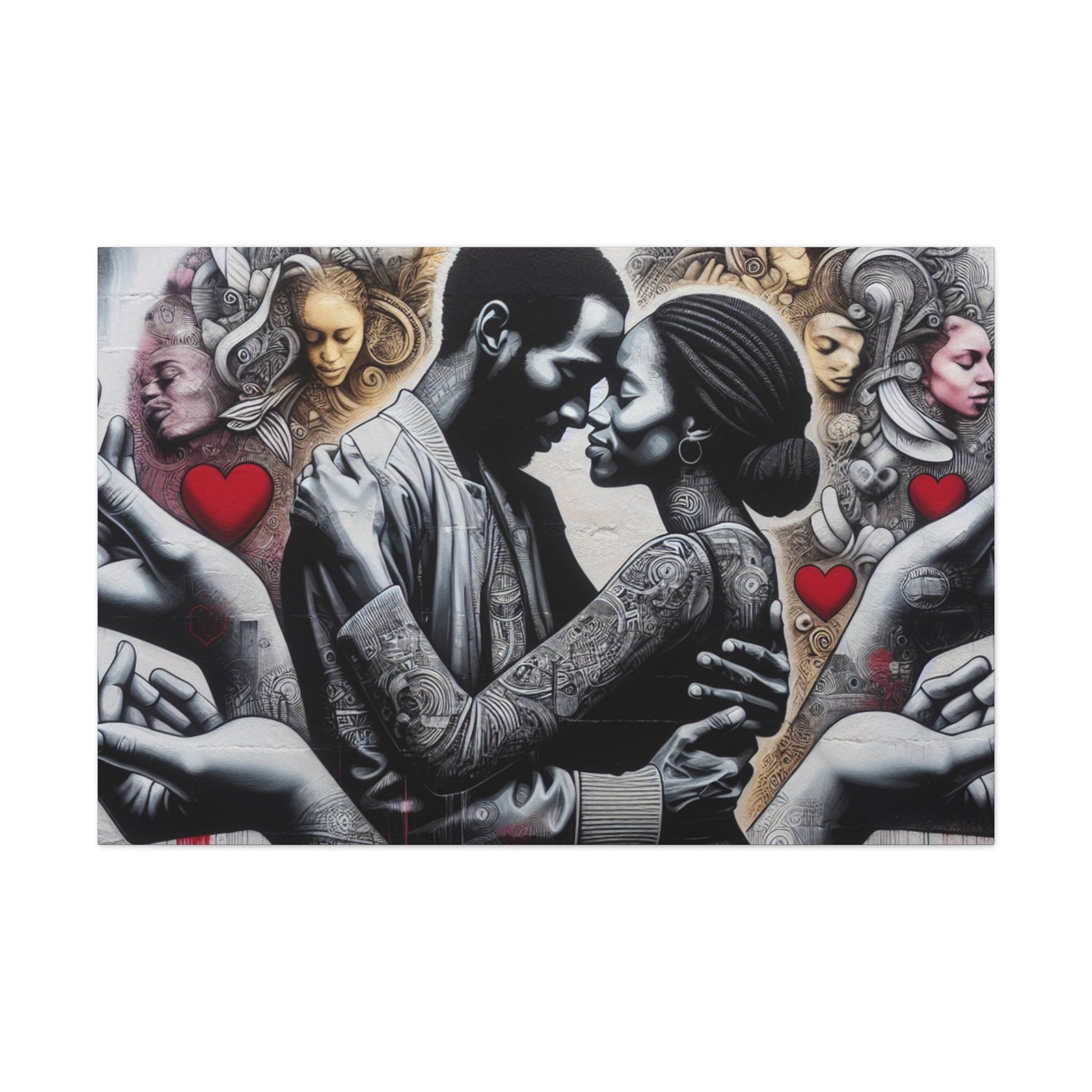 "Monochromatic Embrace: Love Unveiled" - Canvas - Authentic4Us