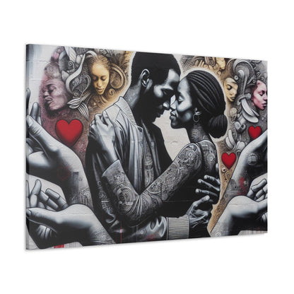 "Monochromatic Embrace: Love Unveiled" - Canvas - Authentic4Us