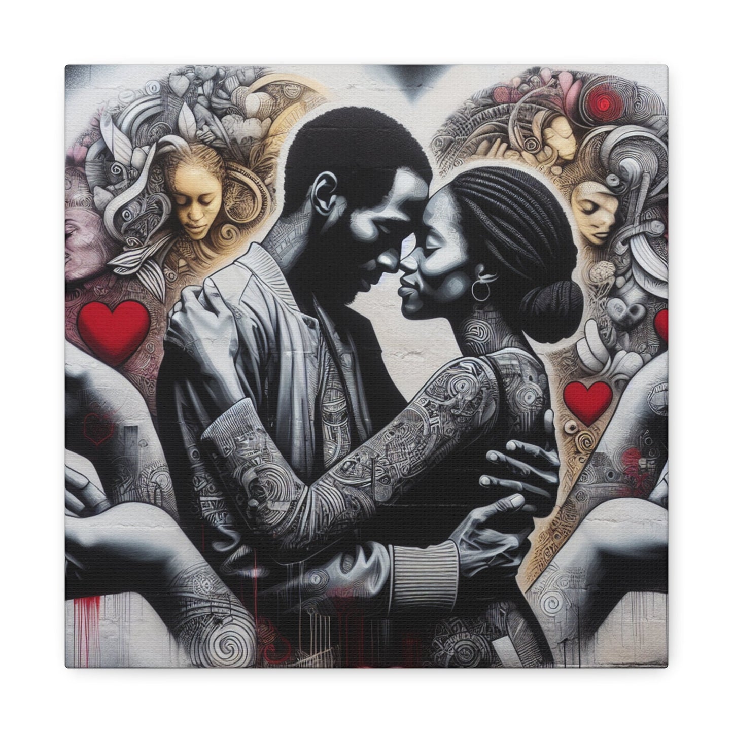 "Monochromatic Embrace: Love Unveiled" - Canvas - Authentic4Us