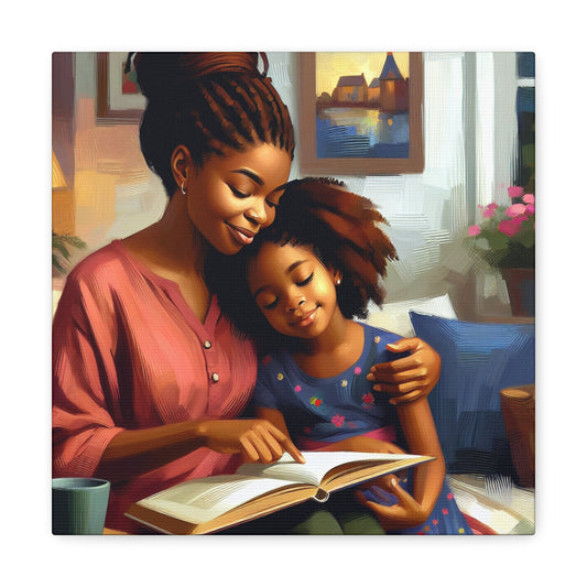 "Mother-Daughter Book Bonding" - Canvas - Authentic4Us