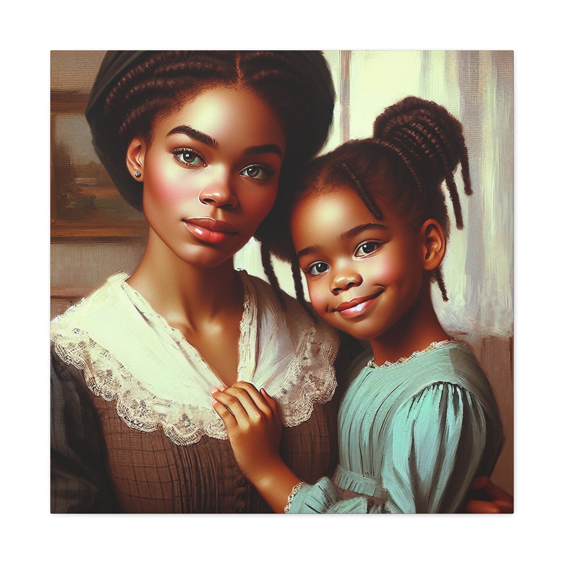 "Motherly Affection: Stylized Family Portrait" - Canvas - Authentic4Us