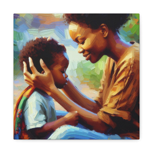 "Motherly Bliss: A Tender Embrace" - Canvas - Authentic4Us