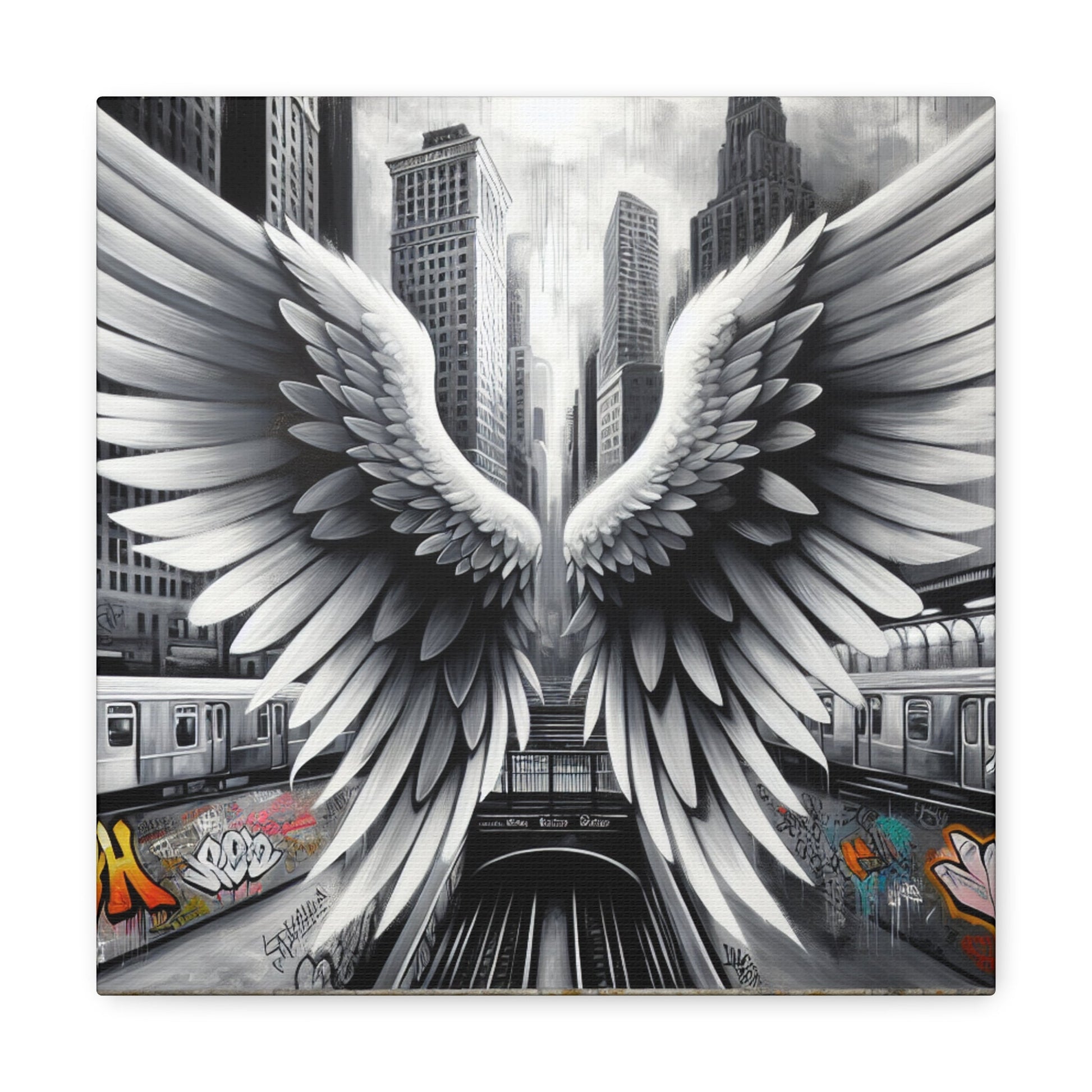 "Mystical Wings in Urban Chaos" - Canvas - Authentic4Us