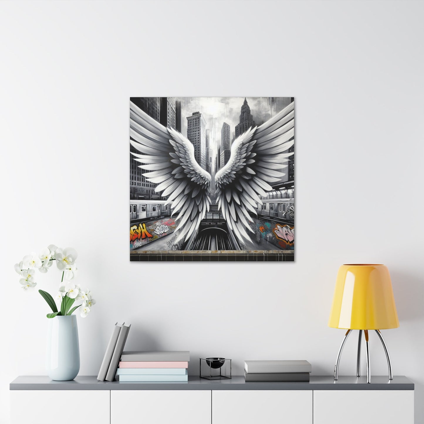 "Mystical Wings in Urban Chaos" - Canvas - Authentic4Us