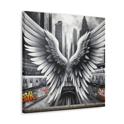 "Mystical Wings in Urban Chaos" - Canvas - Authentic4Us