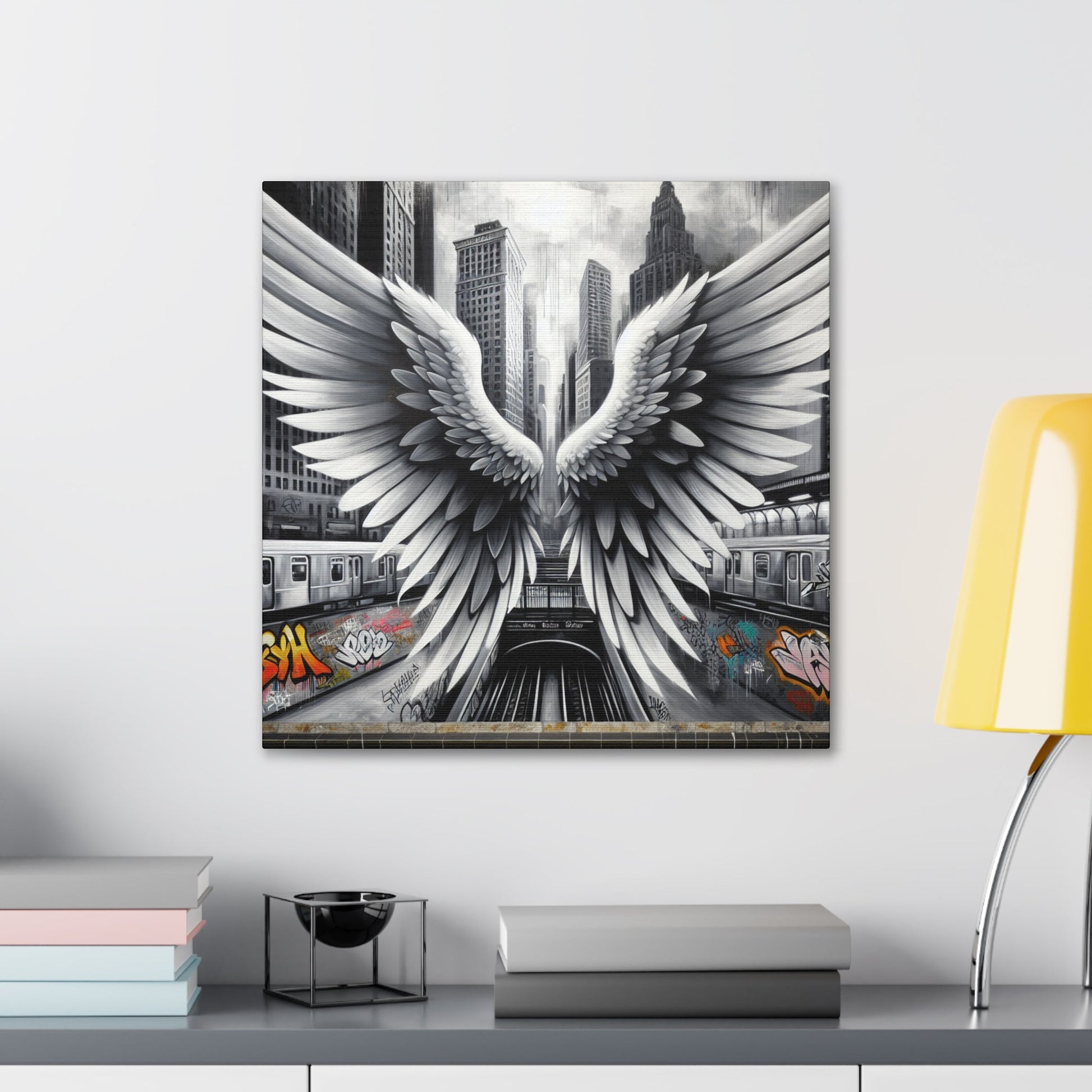 "Mystical Wings in Urban Chaos" - Canvas - Authentic4Us